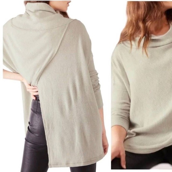NWT Free People Juicy Long Sleeve Waffle Thermal Top-Stone Cold - Picture 1 of 1